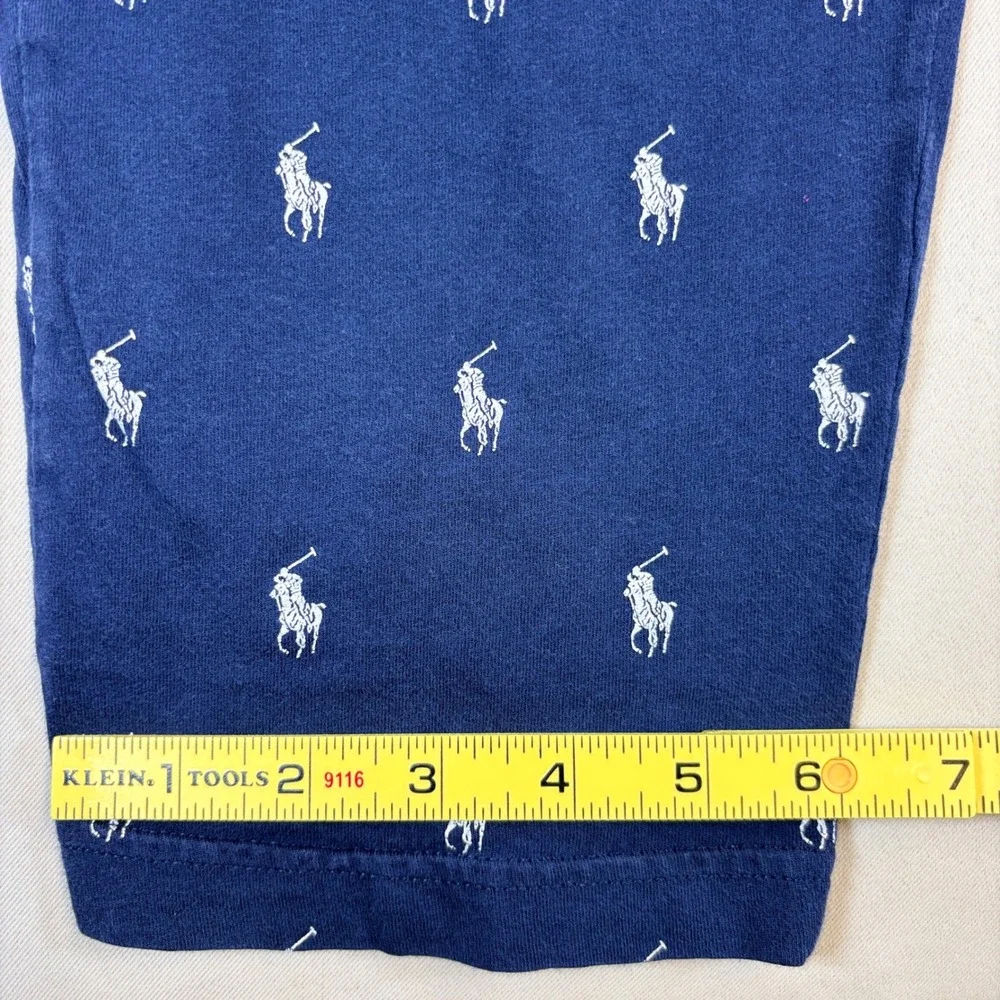 Polo Ralph Lauren Pajama Pants Mens Medium Navy Pony Print Knit Lounge PJs
